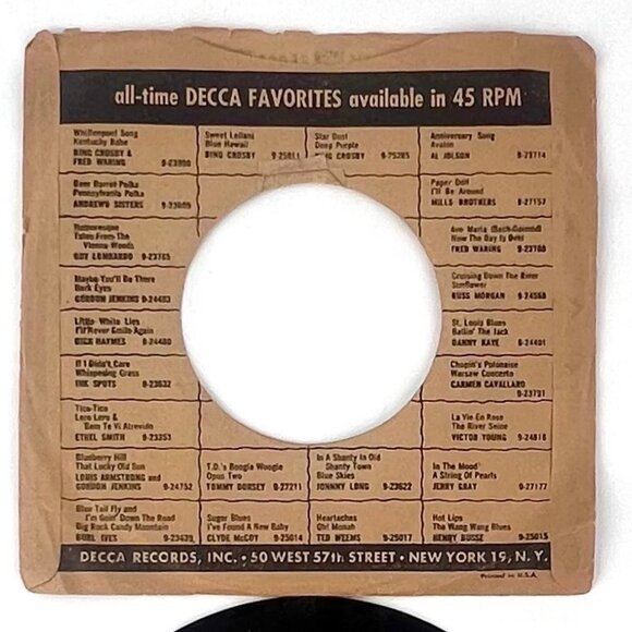 Vintage Columbia Junior Series 45 RPM Vinyl Record with Decca Sleeve - Picture 2 of 4